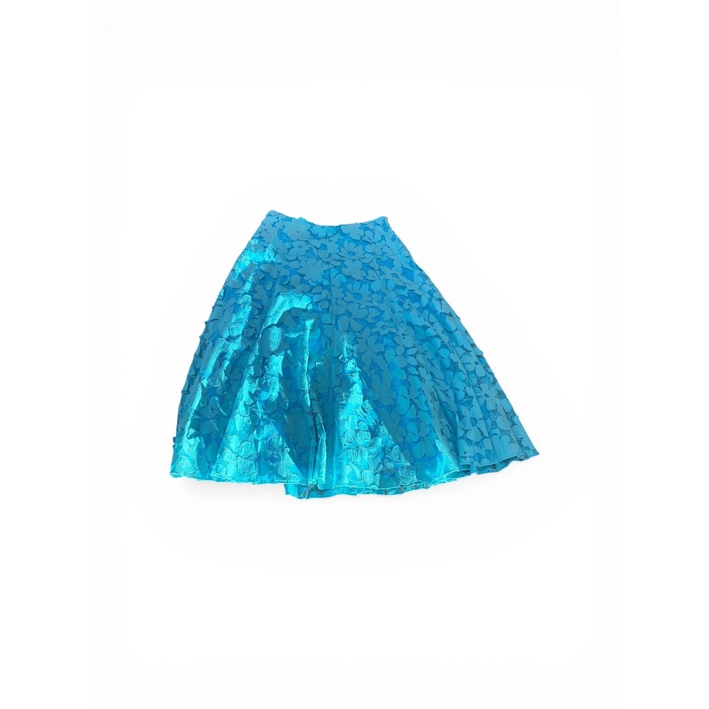 Isabel Turquoise Floral Lace A-Line Skirt Blue High Waist Made in USA Size 4 NWT